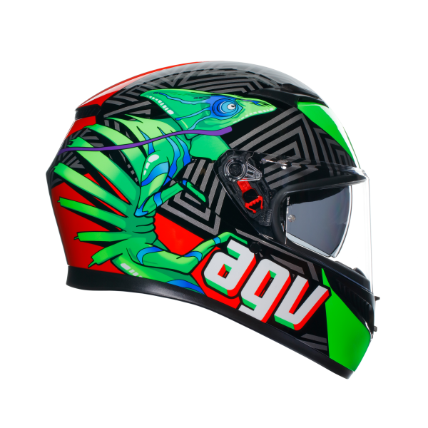 AGV K3 E2206 - KAMALEON BLACK/RED/GREEN – Image 5