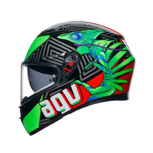 AGV K3 E2206 - KAMALEON BLACK/RED/GREEN – Image 3